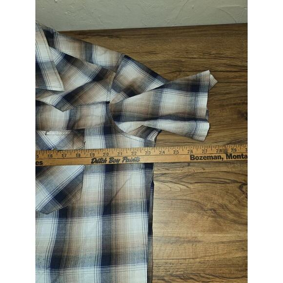 Wrangler Shirt Button Up Short Sleeve Plaid Pearl Snap - Picture 4 of 5